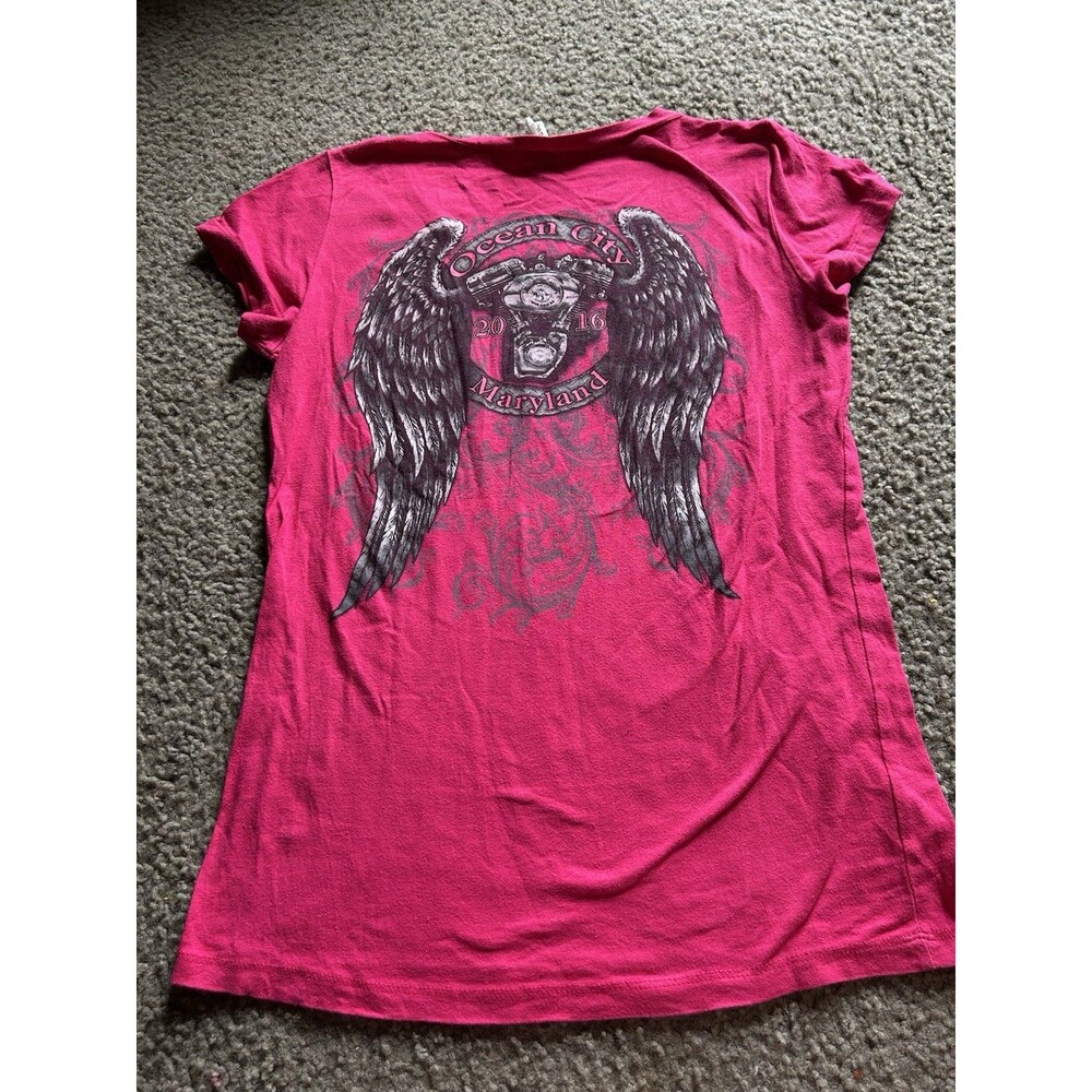 Ocean City MD Hot Pink Shirt Women’s 2XL Bike Week Biker Skull Shirt